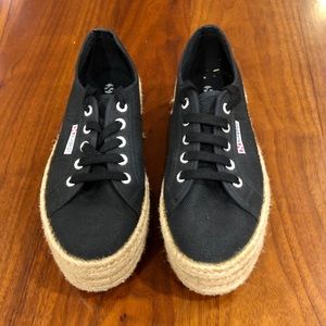 superga raffia wrapped platform sneakers
